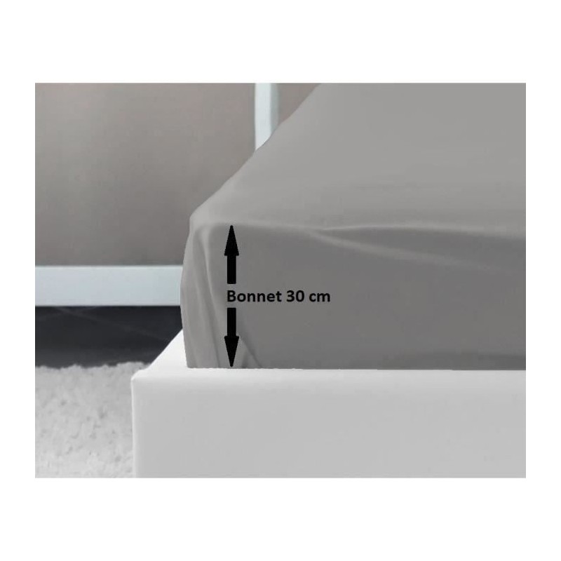 LOVELY HOME Drap Housse 100% coton 140x190x30 cm gris clair LOVELY HOME Drap Housse 100% coton 140x190x30 cm gris clair