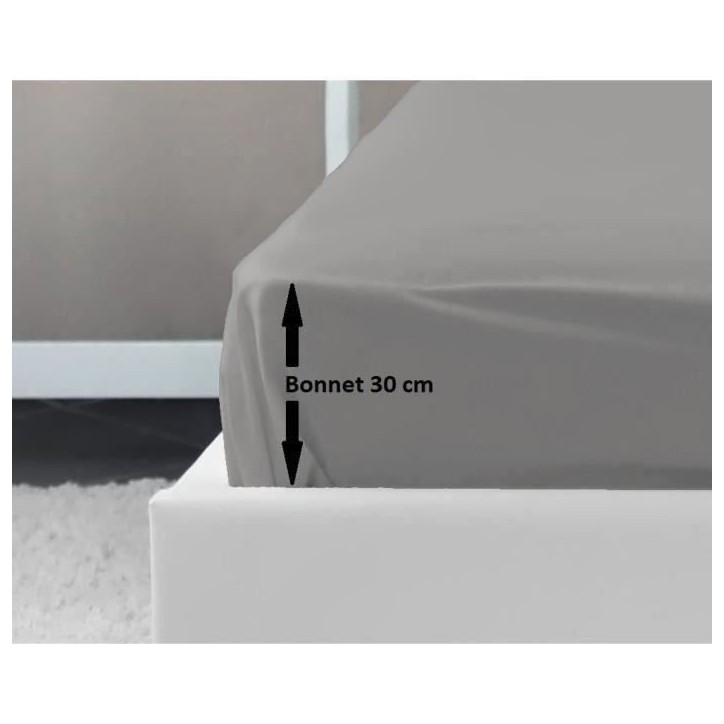 LOVELY HOME Drap Housse 100% coton 140x190x30 cm gris clair LOVELY HOME Drap Housse 100% coton 140x190x30 cm gris clair