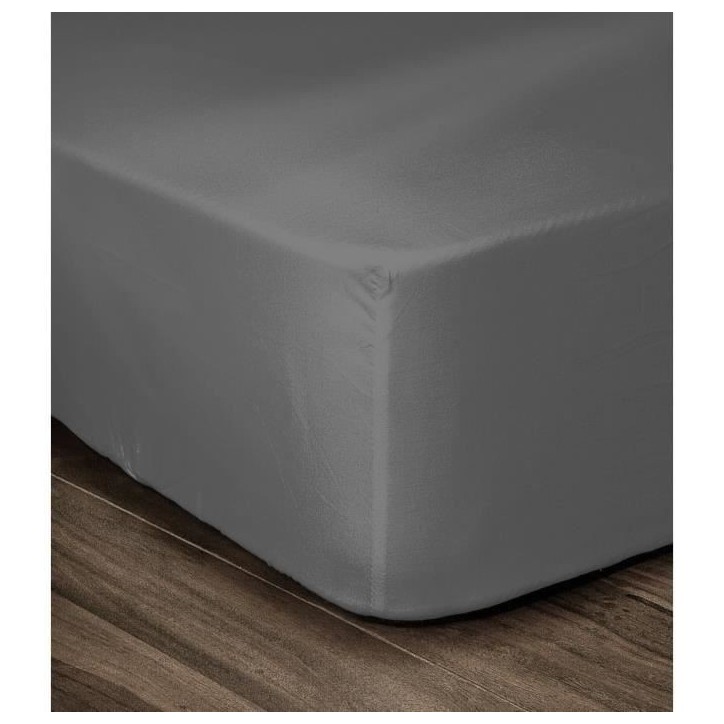 LOVELY HOME Drap Housse 100% coton 140x190x30 cm gris foncé LOVELY HOME Drap Housse 100% coton 140x190x30 cm gris foncé