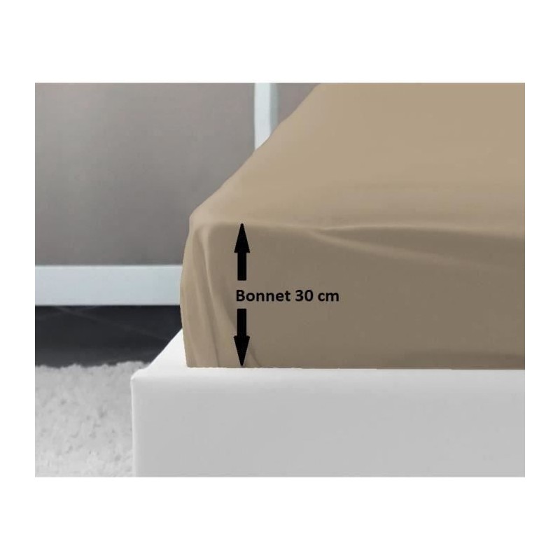 LOVELY HOME Drap Housse 100% coton 140x190x30 cm beige LOVELY HOME Drap Housse 100% coton 140x190x30 cm beige