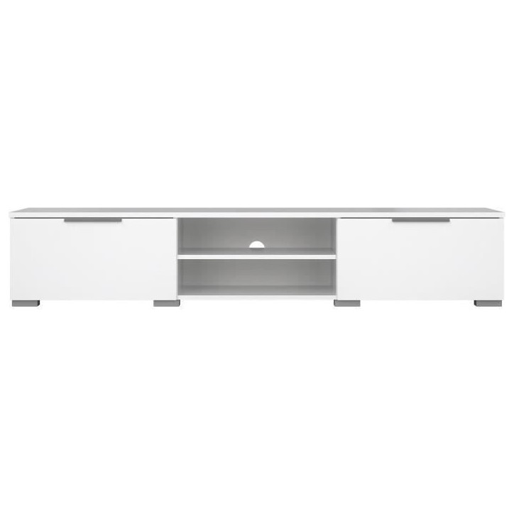 Meuble TV - MATCH - Blanc laqué brillant - 2 tiroirs, une niche - 172,7 x 39,9 x 33,1 cm Meuble TV - MATCH - Blanc laqué brillant - 2 tiroirs, une niche - 172,7 x 39,9 x 33,1 cm