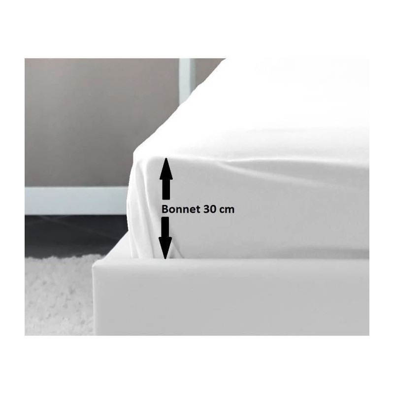 LOVELY HOME Drap Housse 100% coton 140x190x30 cm blanc LOVELY HOME Drap Housse 100% coton 140x190x30 cm blanc