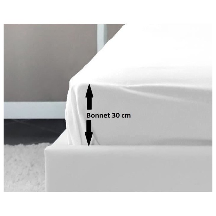 LOVELY HOME Drap Housse 100% coton 140x190x30 cm blanc LOVELY HOME Drap Housse 100% coton 140x190x30 cm blanc