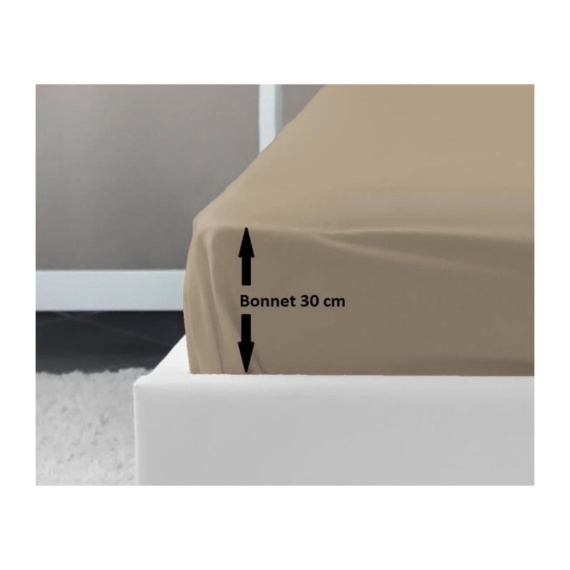 LOVELY HOME Drap Housse 100% coton 160x200x30 cm beige LOVELY HOME Drap Housse 100% coton 160x200x30 cm beige