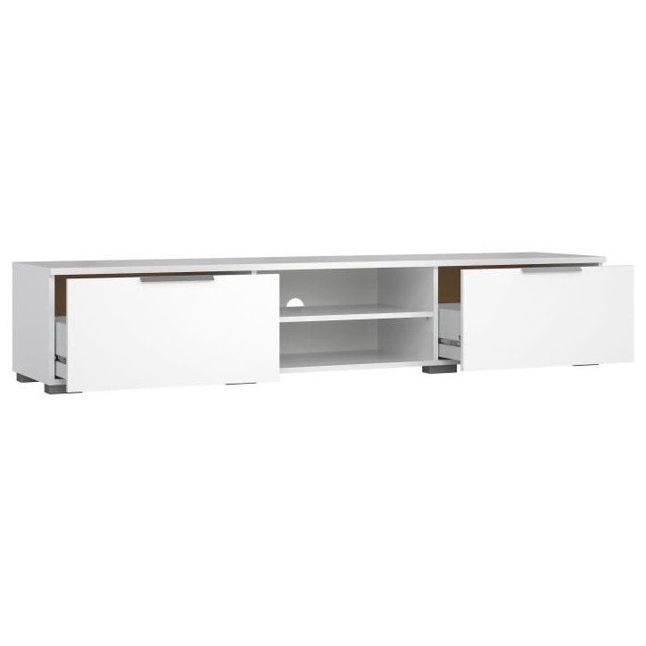 Meuble TV - MATCH - Blanc laqué brillant - 2 tiroirs, une niche - 172,7 x 39,9 x 33,1 cm Meuble TV - MATCH - Blanc laqué brillant - 2 tiroirs, une niche - 172,7 x 39,9 x 33,1 cm