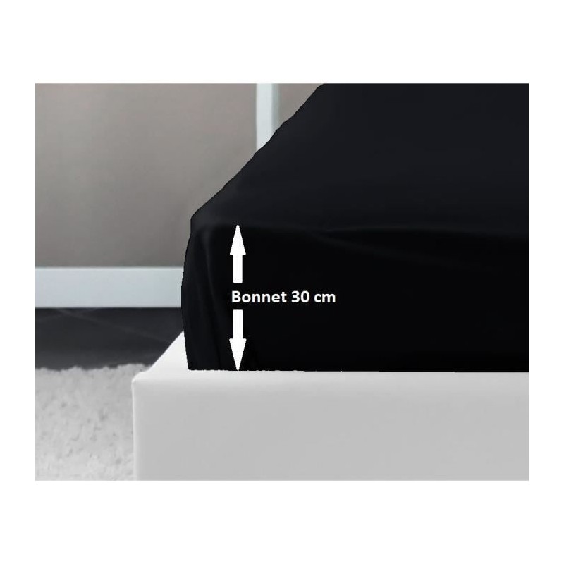 LOVELY HOME Drap Housse 100% coton 160x200x30 cm noir LOVELY HOME Drap Housse 100% coton 160x200x30 cm noir