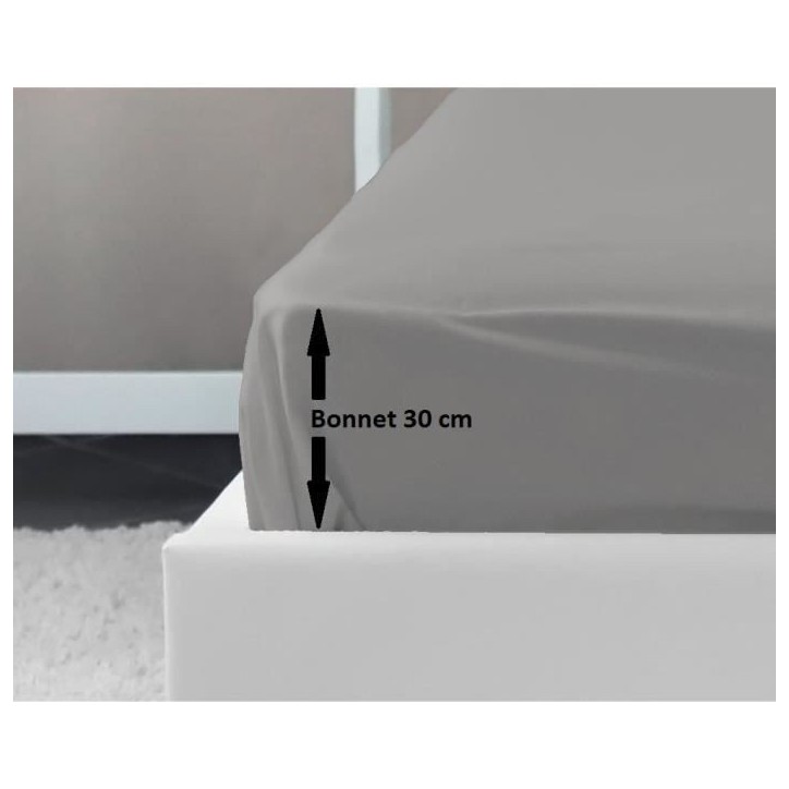 LOVELY HOME Drap Housse 100% coton 180x200x30 cm gris clair LOVELY HOME Drap Housse 100% coton 180x200x30 cm gris clair