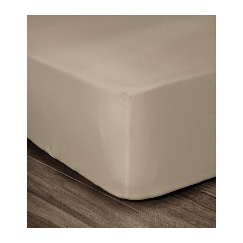 LOVELY HOME Drap Housse 100% coton 180x200x30 cm beige