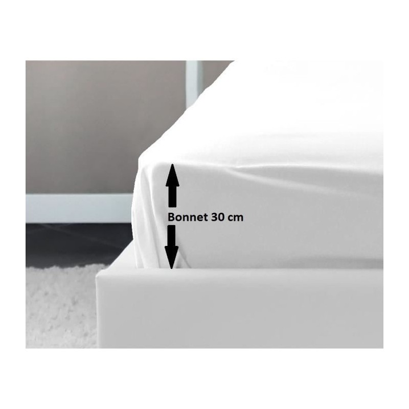 LOVELY HOME Drap Housse 100% coton 180x200x30 cm blanc LOVELY HOME Drap Housse 100% coton 180x200x30 cm blanc