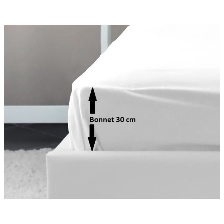 LOVELY HOME Drap Housse 100% coton 180x200x30 cm blanc LOVELY HOME Drap Housse 100% coton 180x200x30 cm blanc
