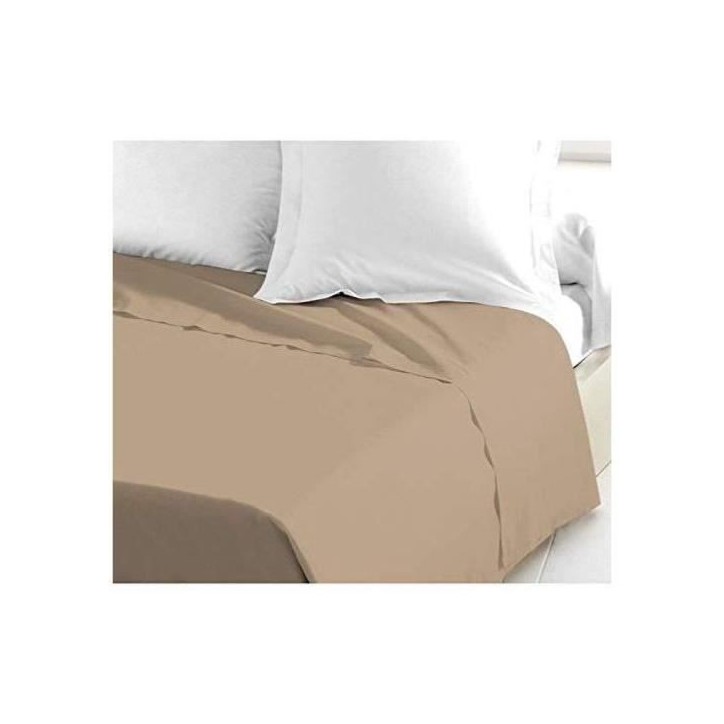 LOVELY HOME Drap Plat 100% coton 180x290 cm - 1 personne - Beige LOVELY HOME Drap Plat 100% coton 180x290 cm - 1 personne - Beige