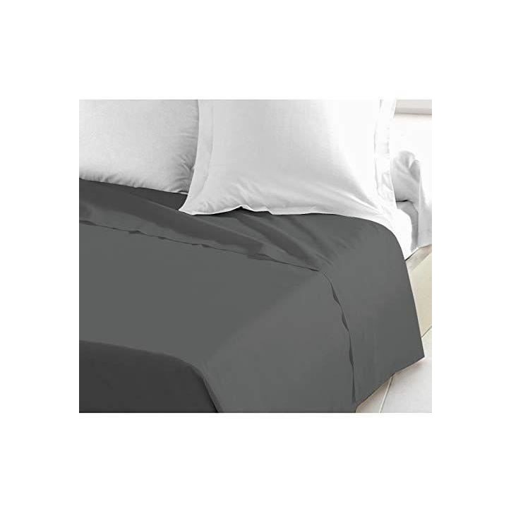 LOVELY HOME Drap Plat 100% coton 240x300 cm gris foncé LOVELY HOME Drap Plat 100% coton 240x300 cm gris foncé