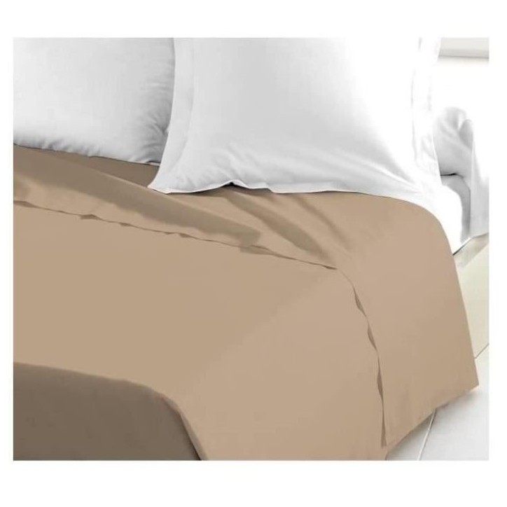 LOVELY HOME Drap Plat 100% coton 240x300 cm beige