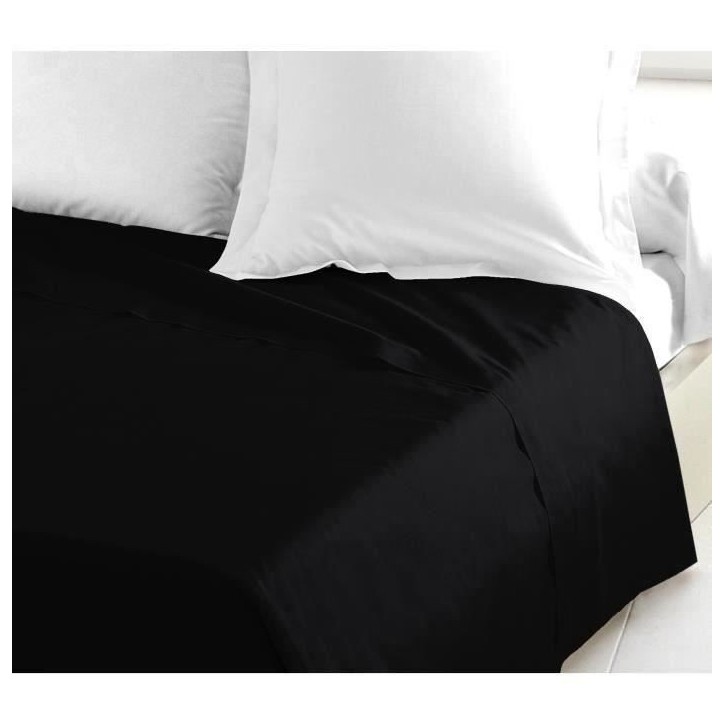 LOVELY HOME Drap Plat 100% coton 240x300 cm noir
