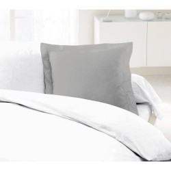 LOVELY HOME Lot de 2 Taies d'Oreillers 100% coton 63x63 cm - Gris clai
