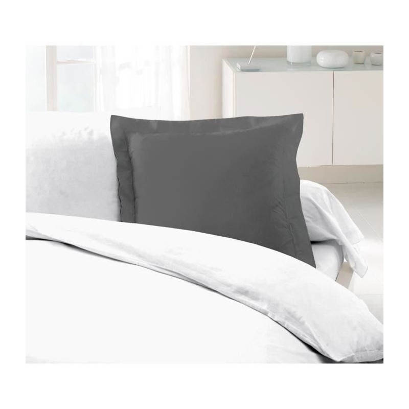 LOVELY HOME Lot de 2 Taies d'Oreillers 100% coton 63x63 cm - Gris fonc LOVELY HOME Lot de 2 Taies d'Oreillers 100% coton 63x63 cm - Gris fonc