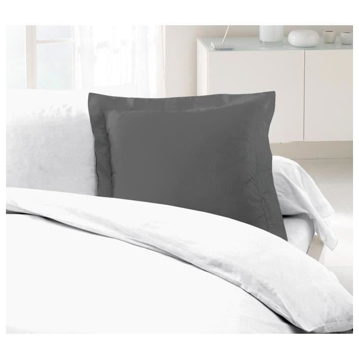 LOVELY HOME Lot de 2 Taies d'Oreillers 100% coton 63x63 cm - Gris foncé LOVELY HOME Lot de 2 Taies d'Oreillers 100% coton 63x63 cm - Gris foncé