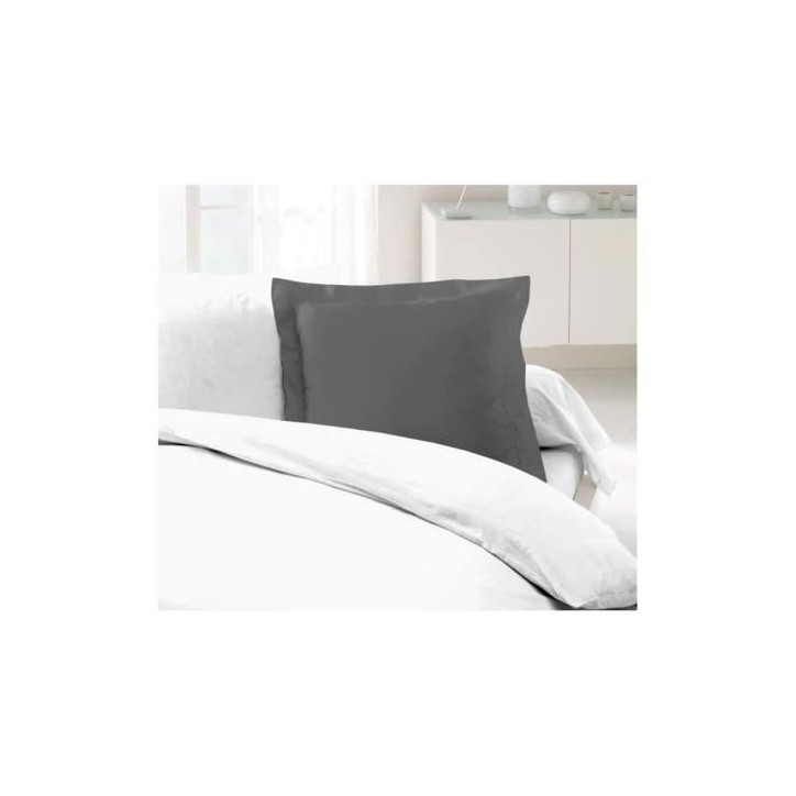 LOVELY HOME Lot de 2 Taies d'Oreillers 100% coton 63x63 cm - Gris foncé LOVELY HOME Lot de 2 Taies d'Oreillers 100% coton 63x63 cm - Gris foncé