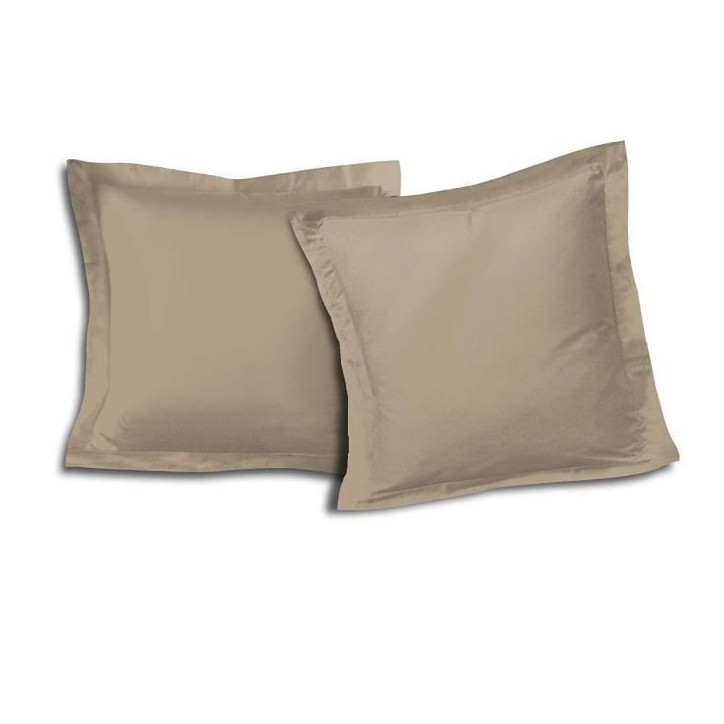 LOVELY HOME Lot de 2 Taies d'Oreillers 100% coton 63x63 cm - Beige LOVELY HOME Lot de 2 Taies d'Oreillers 100% coton 63x63 cm - Beige