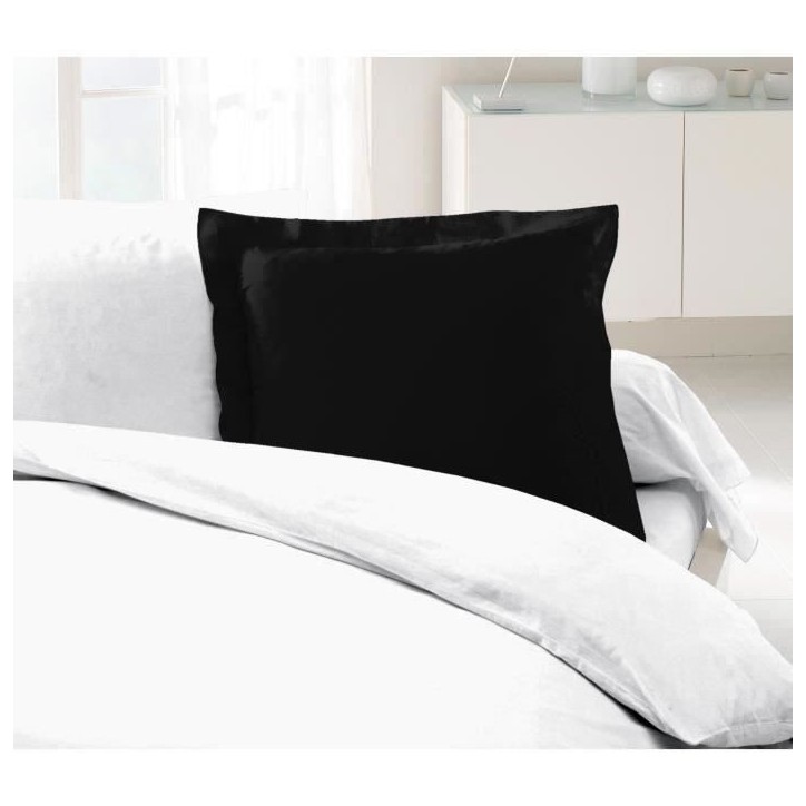 LOVELY HOME Lot de 2 Taies d'Oreillers 100% coton 63x63 cm - Noir