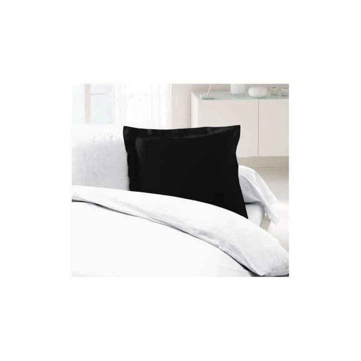 LOVELY HOME Lot de 2 Taies d'Oreillers 100% coton 63x63 cm - Noir