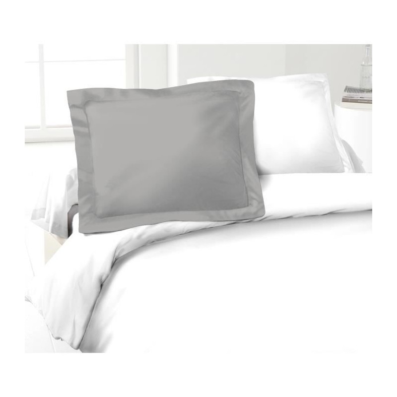 LOVELY HOME Lot de 2 Taies d'Oreillers 100% coton 50x70 cm - Gris clai LOVELY HOME Lot de 2 Taies d'Oreillers 100% coton 50x70 cm - Gris clai