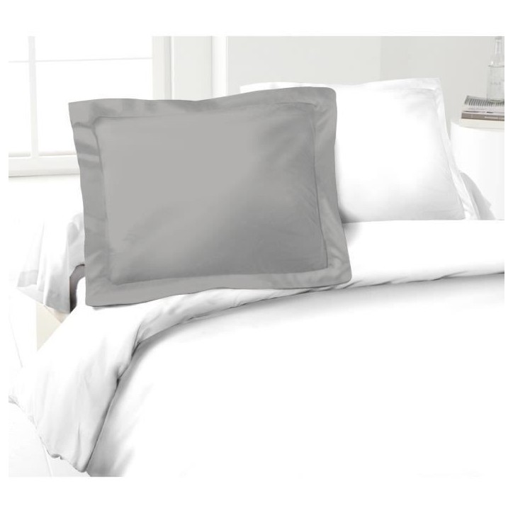 LOVELY HOME Lot de 2 Taies d'Oreillers 100% coton 50x70 cm - Gris clair LOVELY HOME Lot de 2 Taies d'Oreillers 100% coton 50x70 cm - Gris clair