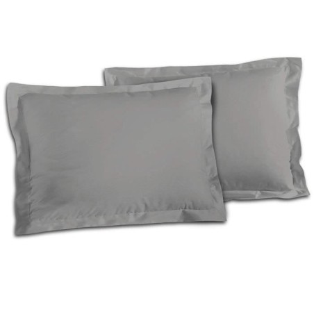 LOVELY HOME Lot de 2 Taies d'Oreillers 100% coton 50x70 cm - Gris clair