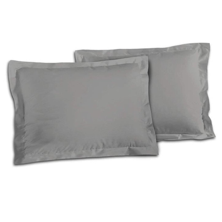 LOVELY HOME Lot de 2 Taies d'Oreillers 100% coton 50x70 cm - Gris clair LOVELY HOME Lot de 2 Taies d'Oreillers 100% coton 50x70 cm - Gris clair