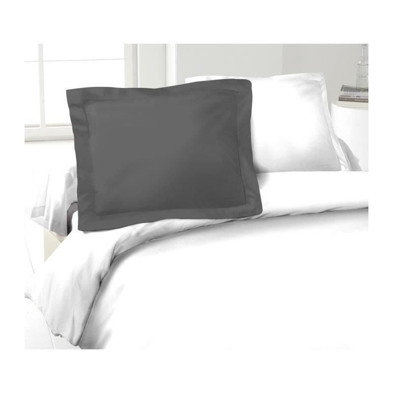 LOVELY HOME Lot de 2 Taies d'Oreillers 100% coton 50x70 cm - Gris fonc LOVELY HOME Lot de 2 Taies d'Oreillers 100% coton 50x70 cm - Gris fonc