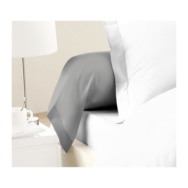 LOVELY HOME Lot de 2 Taies de Traversin 100% coton 85x185 cm gris clai