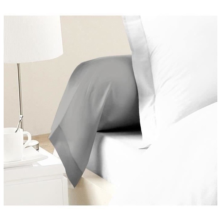 LOVELY HOME Lot de 2 Taies de Traversin 100% coton 85x185 cm gris clair LOVELY HOME Lot de 2 Taies de Traversin 100% coton 85x185 cm gris clair