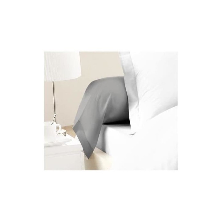 LOVELY HOME Lot de 2 Taies de Traversin 100% coton 85x185 cm gris clair LOVELY HOME Lot de 2 Taies de Traversin 100% coton 85x185 cm gris clair