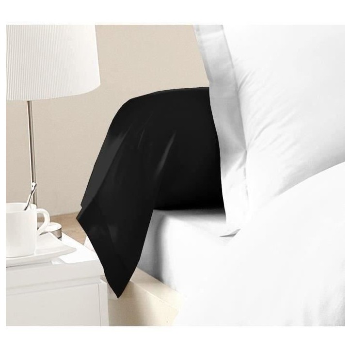 LOVELY HOME Lot de 2 Taies de Traversin 100% coton 85x185 cm noir