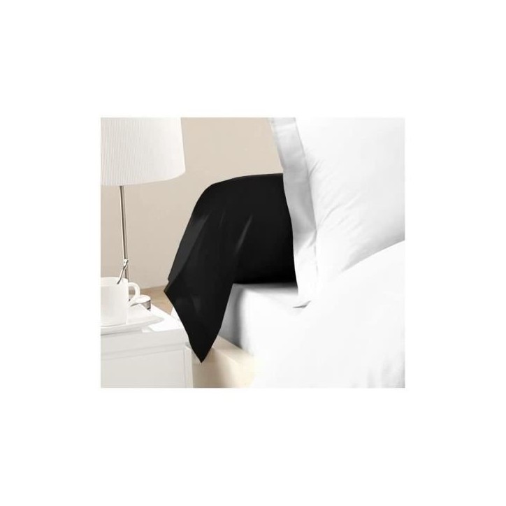 LOVELY HOME Lot de 2 Taies de Traversin 100% coton 85x185 cm noir