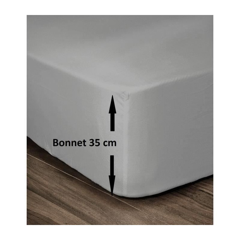 LOVELY HOME Drap Housse 100% Coton 140x190cm - Bonnet 35cm - Gris clai LOVELY HOME Drap Housse 100% Coton 140x190cm - Bonnet 35cm - Gris clai