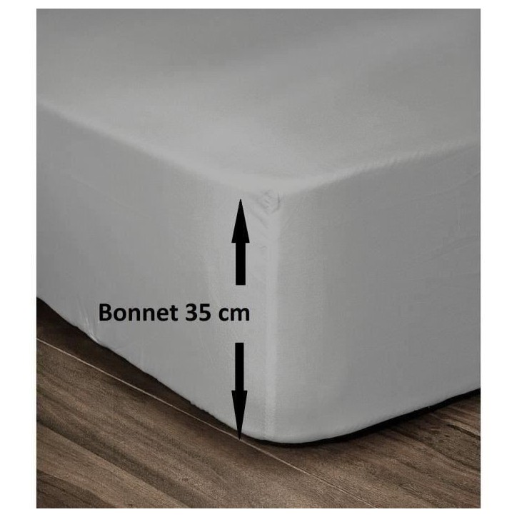 LOVELY HOME Drap Housse 100% Coton 140x190cm - Bonnet 35cm - Gris clair LOVELY HOME Drap Housse 100% Coton 140x190cm - Bonnet 35cm - Gris clair