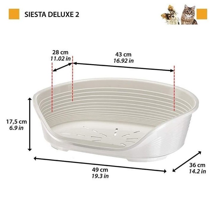 Panier-Corbeille SIESTA DELUXE Taille 8 - 82*59,5*25 cm -Blanc -FERPLAST Panier-Corbeille SIESTA DELUXE Taille 8 - 82*59,5*25 cm -Blanc -FERPLAST