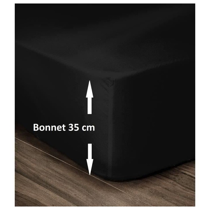 LOVELY HOME Drap Housse 100% Coton 140x190cm - Bonnet 35cm - Noir LOVELY HOME Drap Housse 100% Coton 140x190cm - Bonnet 35cm - Noir
