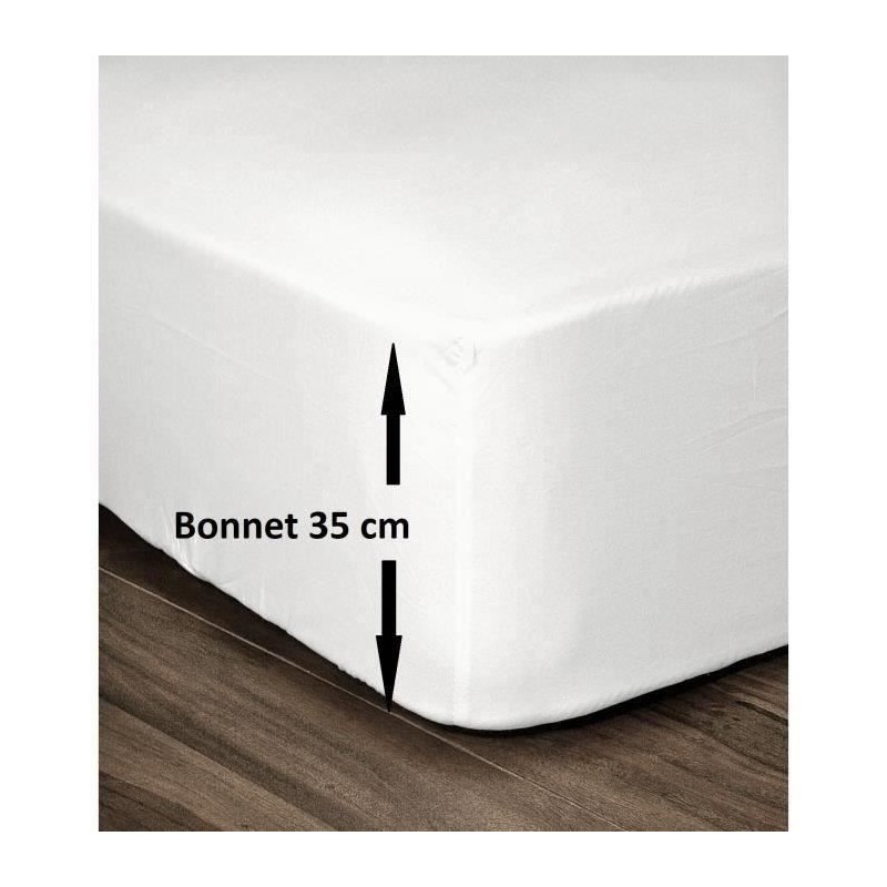 LOVELY HOME Drap Housse 100% Coton 140x190cm - Bonnet 35cm - Blanc LOVELY HOME Drap Housse 100% Coton 140x190cm - Bonnet 35cm - Blanc