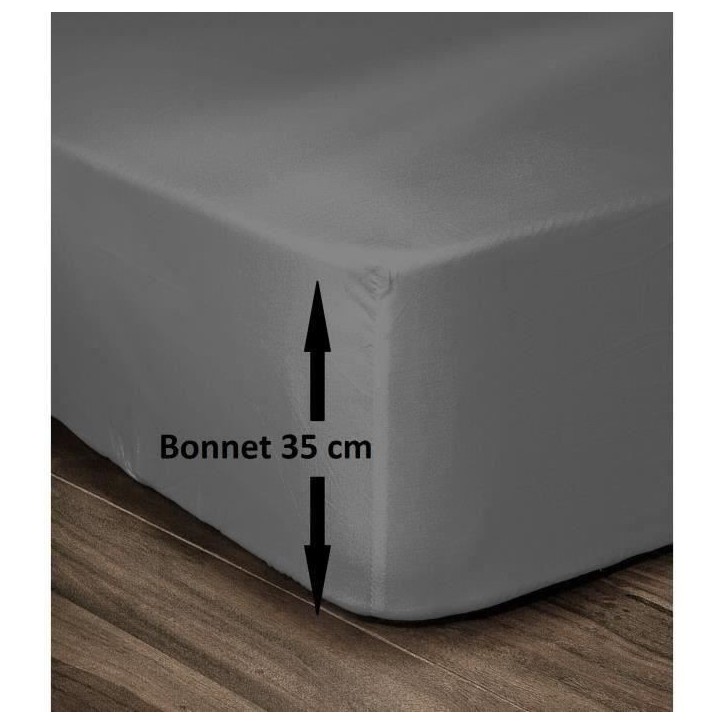 LOVELY HOME Drap Housse 100% Coton 160x200cm - Bonnet 35cm - Gris foncé LOVELY HOME Drap Housse 100% Coton 160x200cm - Bonnet 35cm - Gris foncé