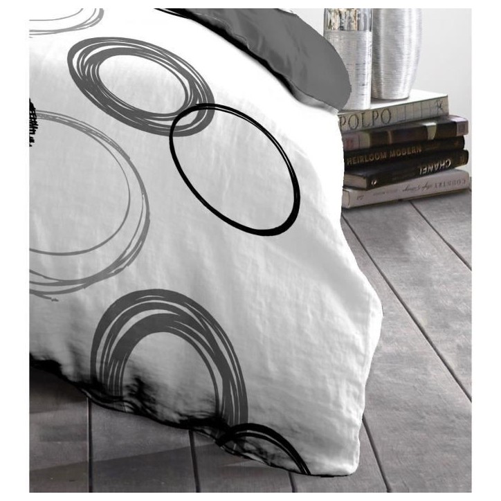Parure de couette microfibre Audace - 1 housse de couette 220 x 240 cm + 2 taies d'oreiller 63 x 63 cm - Gris clair