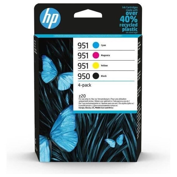 Cartouches d'encre HP 950/951 authentiques pour OfficeJet Pro 8600 - Pack de 4 (noir, cyan, magenta, jaune) Cartouches d'encre HP 950/951 authentiques pour OfficeJet Pro 8600 - Pack de 4 (noir, cyan, magenta, jaune)