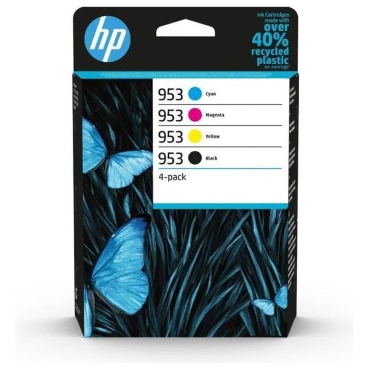 HP 953 Pack de 4 cartouches d'encre noire, cyan, jaune et magenta authentiques (6ZC69AE) pour HP OfficeJet Pro 7700/8200/8700 HP 953 Pack de 4 cartouches d'encre noire, cyan, jaune et magenta authentiques (6ZC69AE) pour HP OfficeJet Pro 7700/8200/8700
