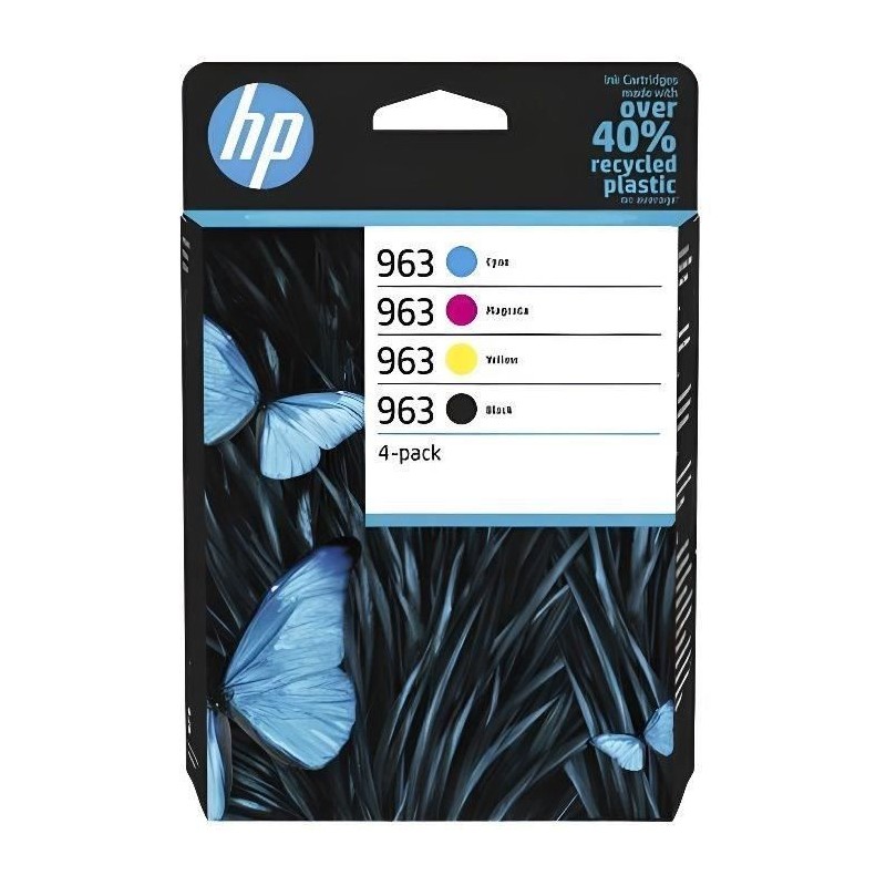 HP 963 Pack de 4 cartouches d'encre noire, cyan, jaune et magenta auth HP 963 Pack de 4 cartouches d'encre noire, cyan, jaune et magenta auth