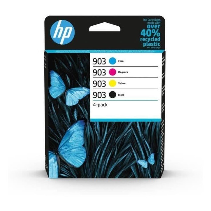 HP 903 Pack de 4 cartouches d'encre noire, cyan, jaune et magenta authentiques (6ZC73AE) pour HP OfficeJet / OfficeJet Pro 6900 HP 903 Pack de 4 cartouches d'encre noire, cyan, jaune et magenta authentiques (6ZC73AE) pour HP OfficeJet / OfficeJet Pro 6900