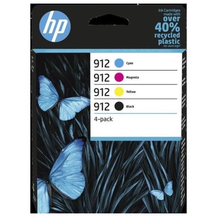 HP 912 Pack de 4 cartouches d'encre noire, cyan, jaune et magenta authentiques (6ZC74AE) pour OfficeJet 8010/Pro 8020 series HP 912 Pack de 4 cartouches d'encre noire, cyan, jaune et magenta authentiques (6ZC74AE) pour OfficeJet 8010/Pro 8020 series