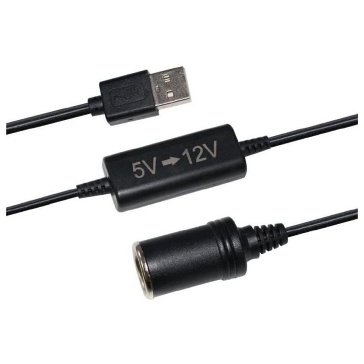 Convertisseur prise allume-cigare USB 5V vers 12V - HTC EQUIPEMENT - 12W et cable 120cm Convertisseur prise allume-cigare USB 5V vers 12V - HTC EQUIPEMENT - 12W et cable 120cm