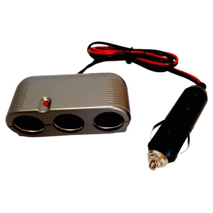Triple prise allume-cigare 12/24V - HTC EQUIPEMENT - Avec prise Heavy duty et Cable rouge 80cm Triple prise allume-cigare 12/24V - HTC EQUIPEMENT - Avec prise Heavy duty et Cable rouge 80cm