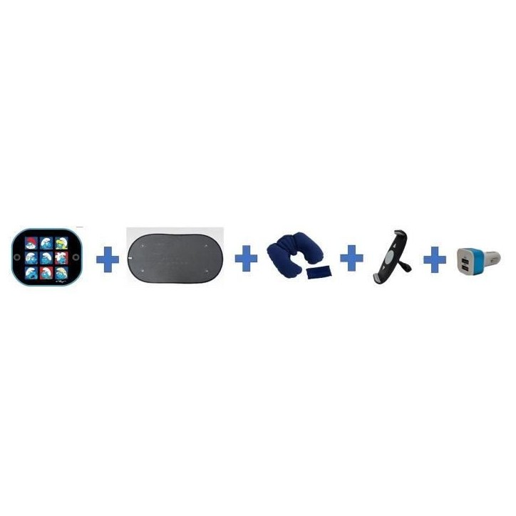 Pack voiture été - HTC EQUIPEMENT - Départ en vacances - Inclu : pare-soleil, coussin nuque, support tablette Pack voiture été - HTC EQUIPEMENT - Départ en vacances - Inclu : pare-soleil, coussin nuque, support tablette
